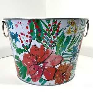 Mainstays White Floral Round Tub 12” D x 8” H